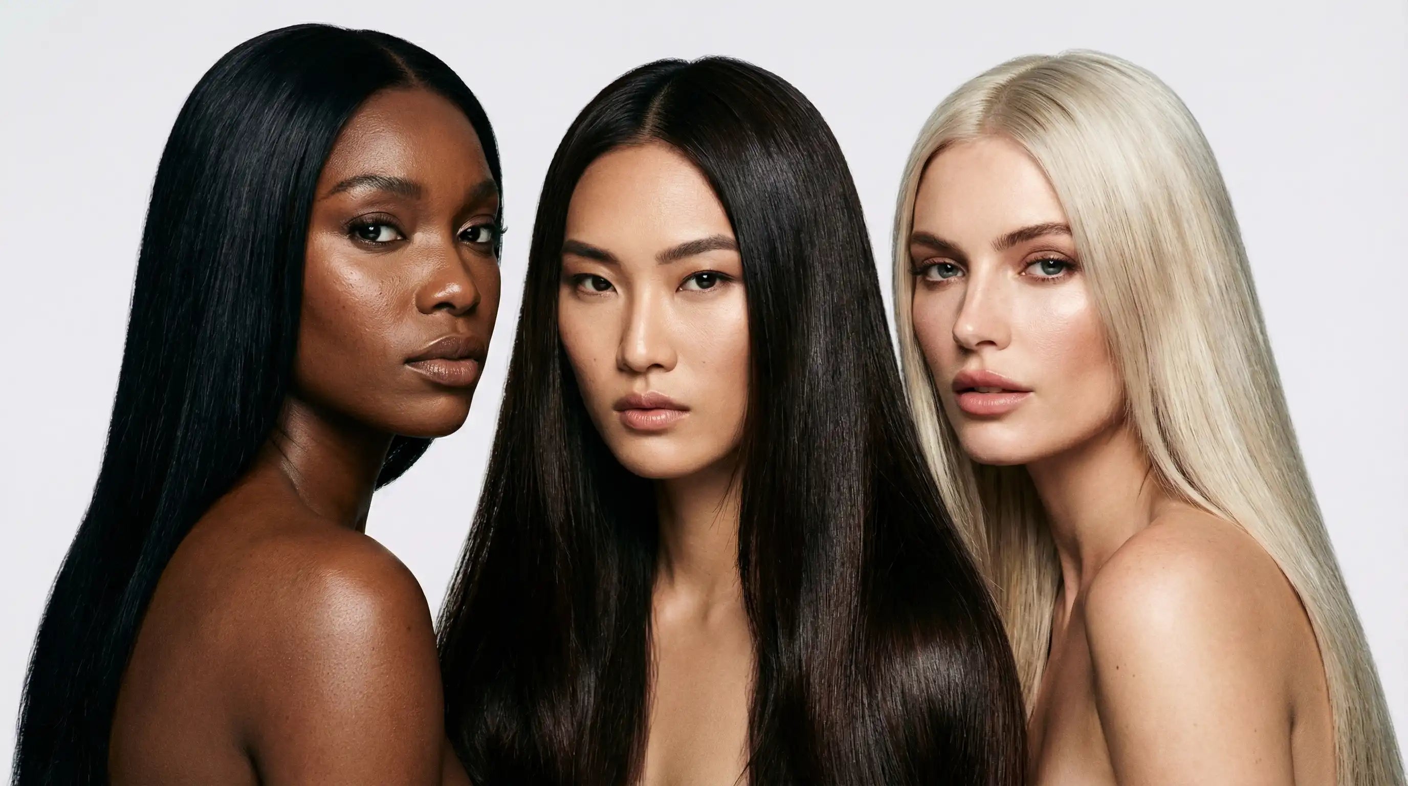 Collection Extensions Cheveux Carthair – extensions lisses premium sur femme noire, asiatique et blonde, rendu naturel haute brillance, qualité salon professionnel.