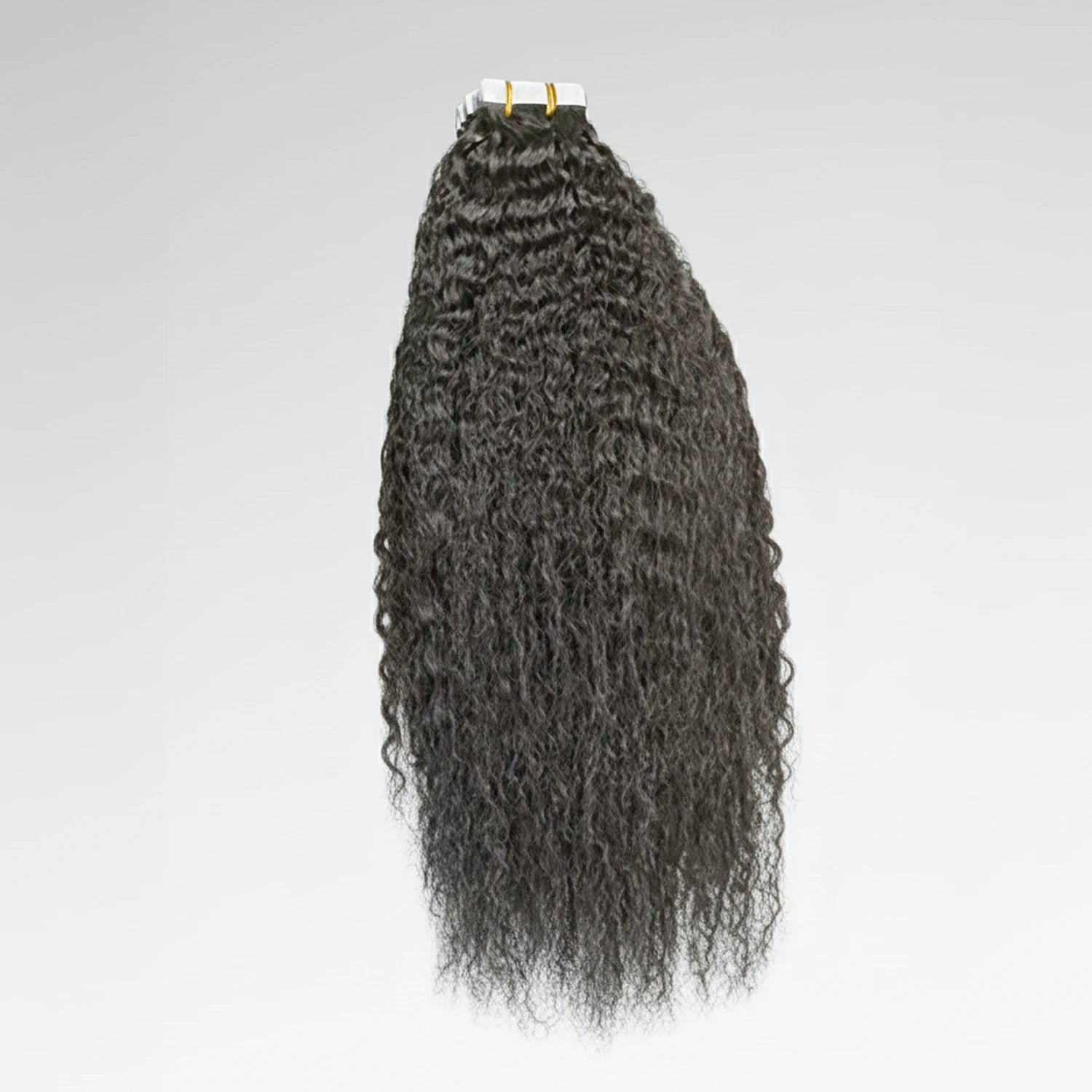 Extensions adhésives Kinky Straight Virgin Hair 12A – cheveux raides texturés, aspect soufflé naturel afro.