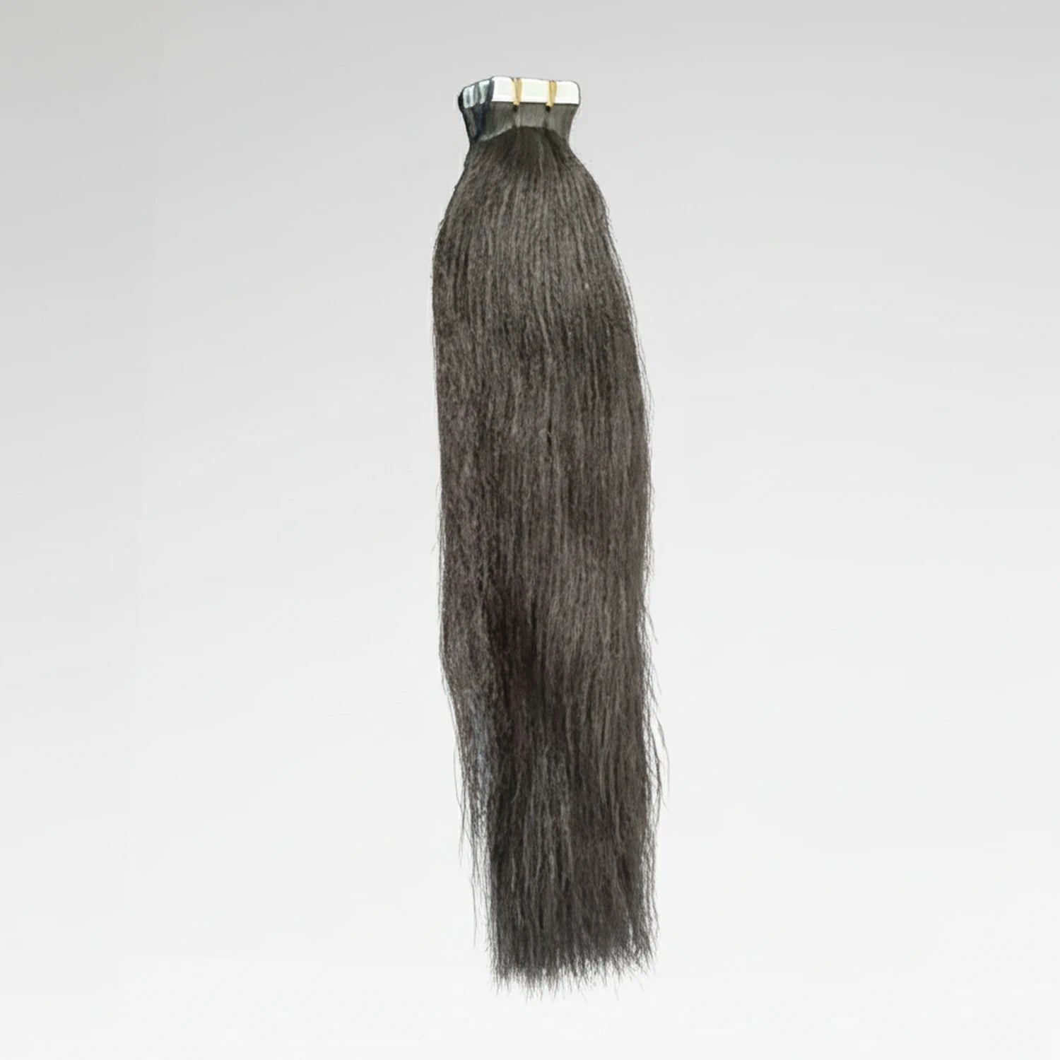 Extensions adhésives Yaki Straight Virgin Hair 12A – texture lisse et épaisse, imitation brushing naturel.