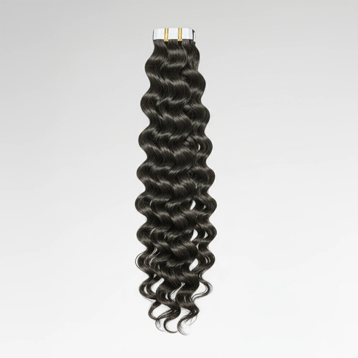 Extensions adhésives Water Wave Virgin Hair 12A – boucles souples effet mouillé, texture fluide et brillante.
