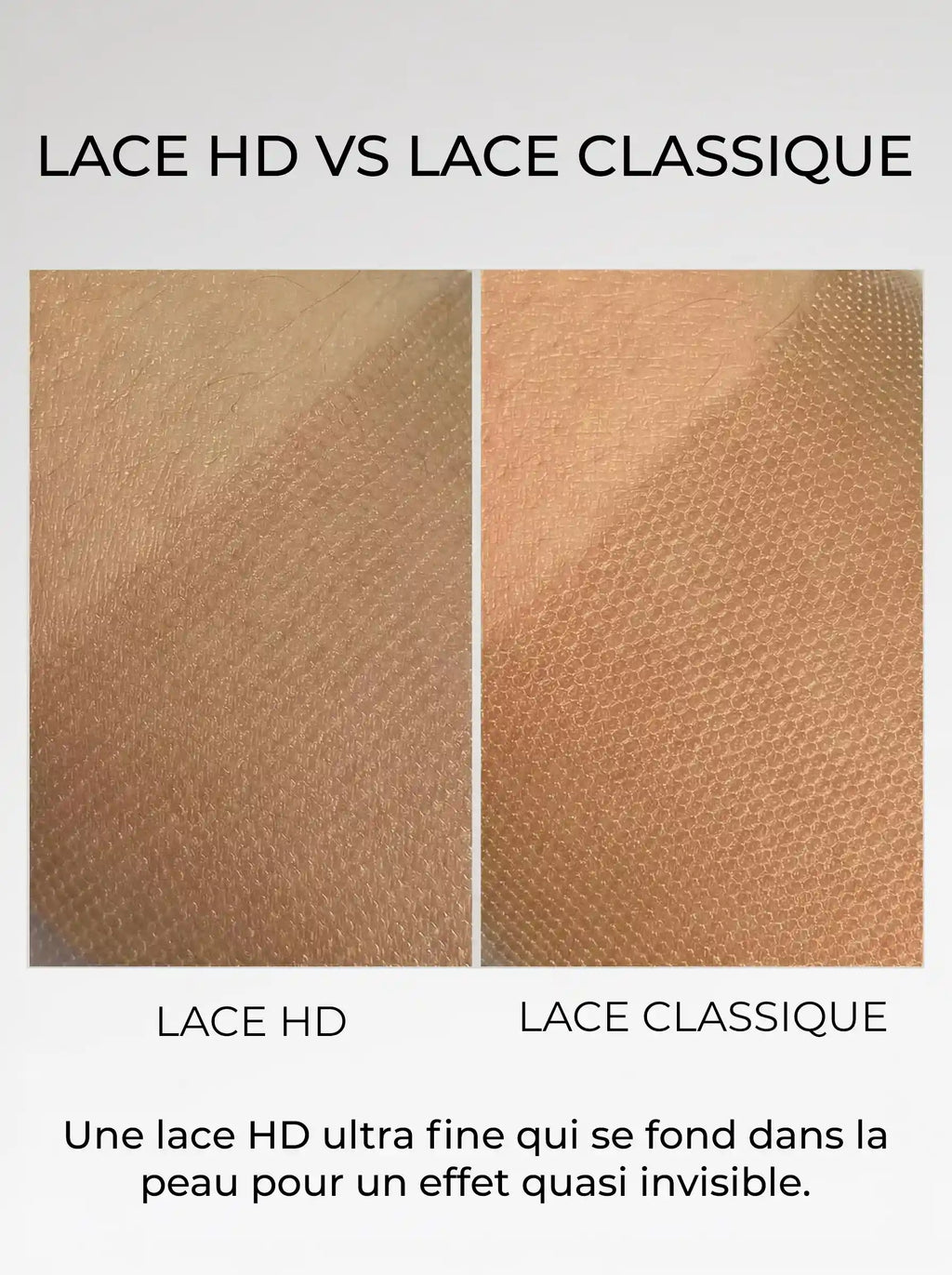 différence lace HD et lace classique perruque zoom transparence tulle invisible vs tulle épais