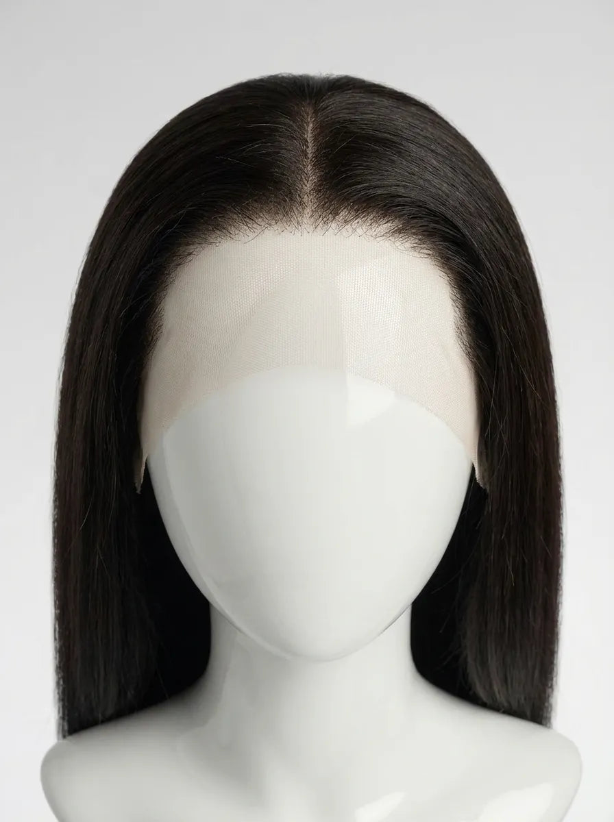 Perruque lace front lisse avec raie au milieu et HD lace invisible pour un effet cuir chevelu réaliste