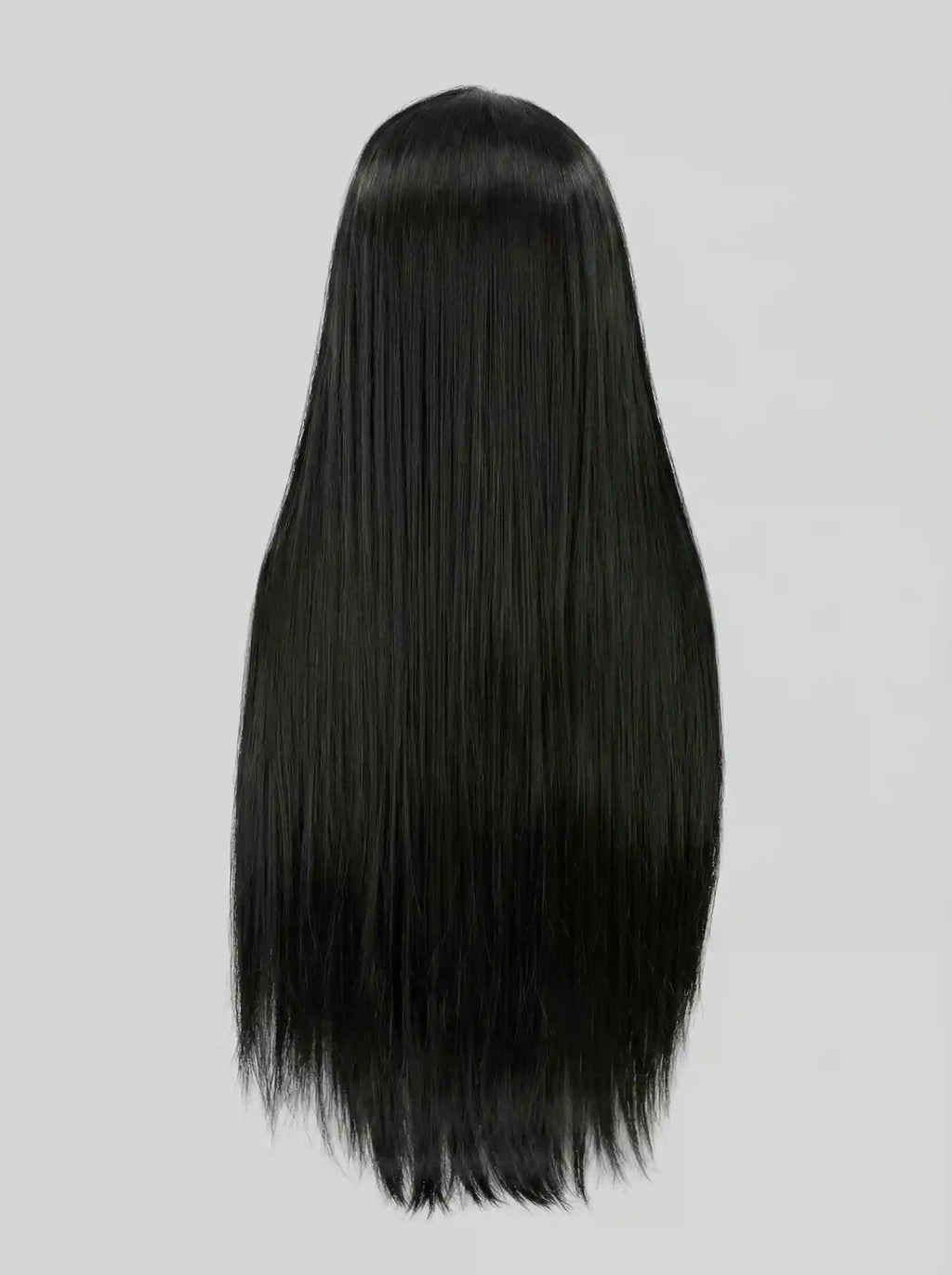 texture cheveux lisses noirs perruque brillance naturelle longueur longue vue arrière