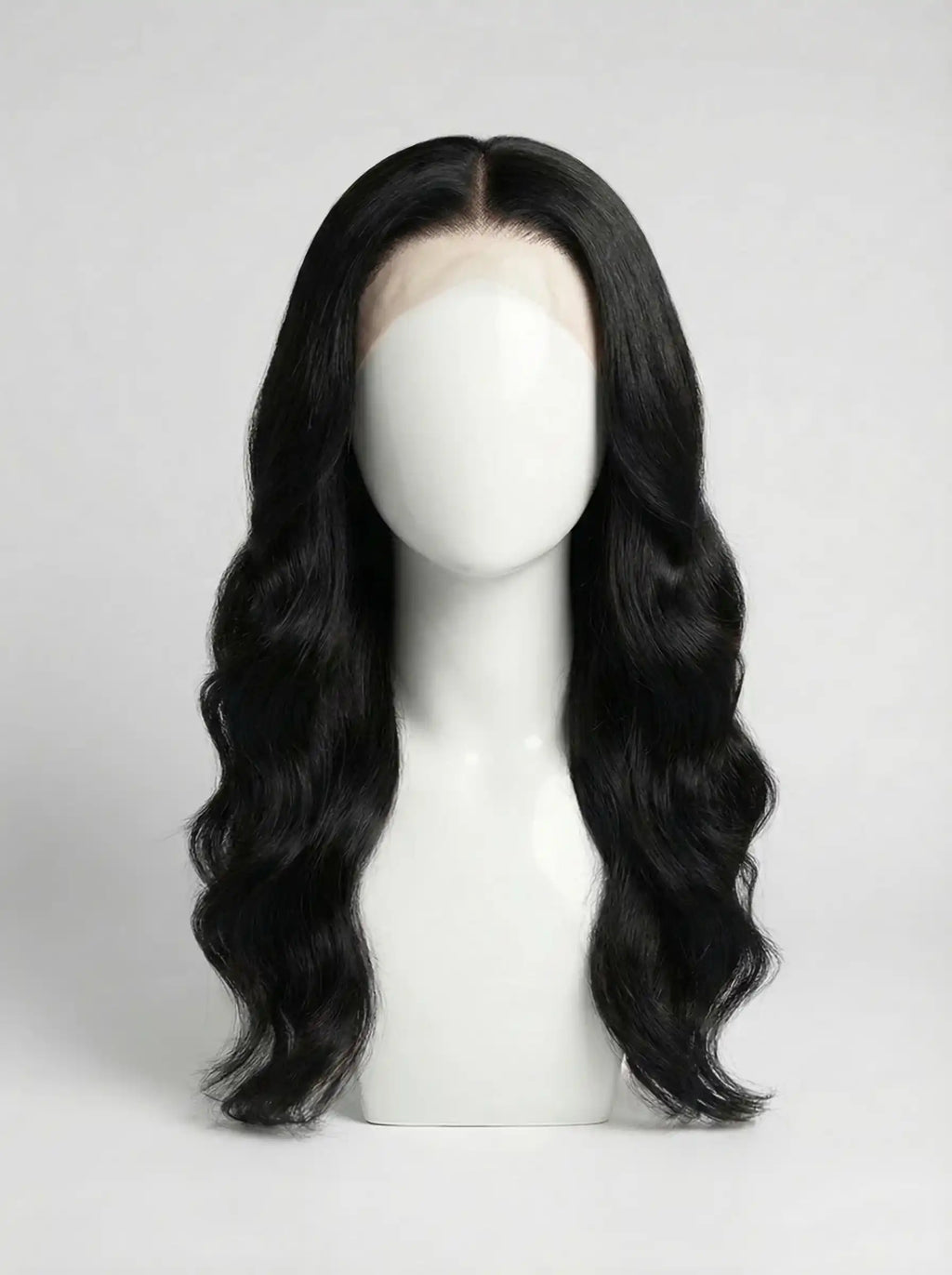 perruque lace front body wave noire raie milieu HD lace ondulations naturelles effet volume