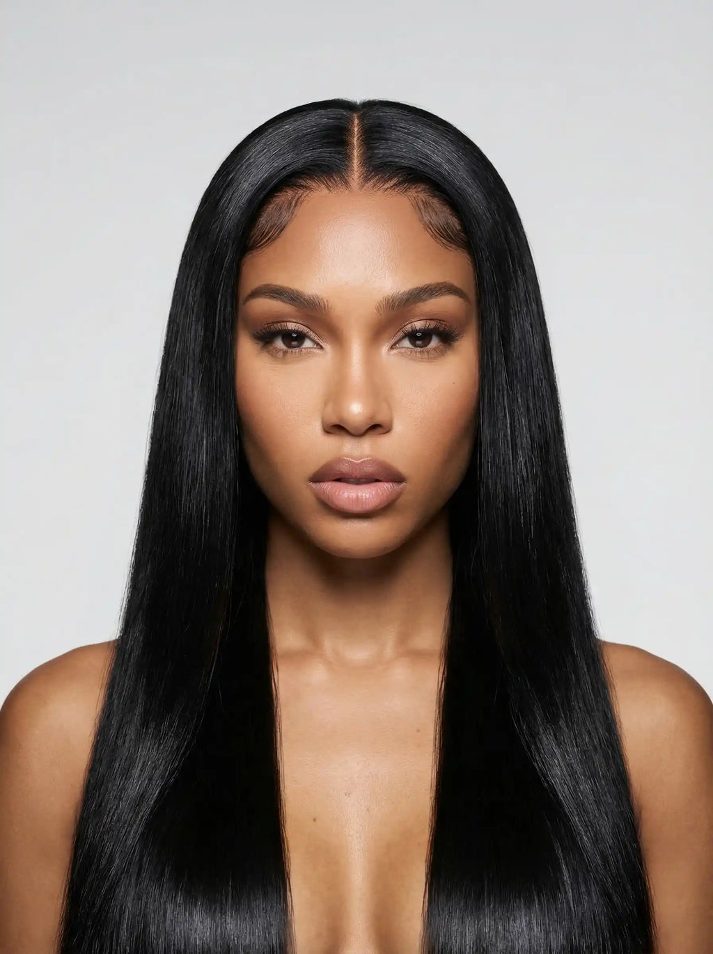 perruque lace front HD lace raie naturelle cheveux noirs lisses finition invisible cuir chevelu